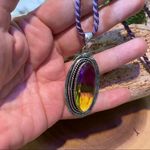 Handmade Bi-Color Tourmaline pendant on purple silk cord Photo 5