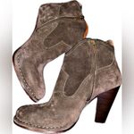 Frye  Madeline Brown Suede Leather Short Ankle Booties Heels Cowgirl Western  7M Photo 3