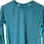 Lucy Long Sleeve Shirt Top Open Back Women’s Size XS Teal Blue Thumbholes Photo 1