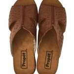 Propet Fionna Leather Cork Laser Cut Slides Sandal Womens Brown 7 Photo 4