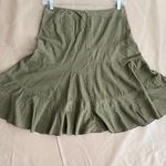 DKNY Y2K Jeans Vintage low rise ruffle skirt flare pleated midi skirt retro in Olive green. Photo 0