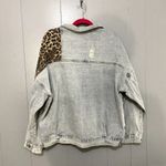 POL Off Duty Blue Light Wash Animal Print Patchwork Distressed Denim Jacket 2XL Photo 5
