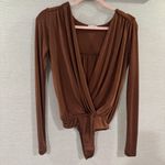 Intimately Free People Turnt Long Sleeve V Neck Mesa Burnt Brown Size Small Photo 1