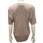 August Silk Knits Size XL Short Sleeve Taupe Ribbed 100 Percent Silk Knit Top Brown Photo 4