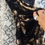 Glare Black tan velvet asymmetrical Dress side ruching floral small adjustable straps Photo 9