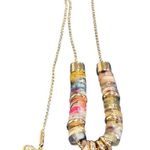 Loft Adjustable Pull Tie Bracelet – Multicolor Print & Metallic Beads Photo 0