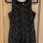 Free People  Black Gray Zebra Chenille Drop Waist Mini Dress Size 2 Pockets Photo 0