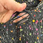 POL Women's Size Large Sweater Black Chenille Loose Knit Speckle Frayed Boho Photo 4