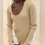 Aerie NWT Women’s Essential Henley Layering Top in Beige Size L Photo 0