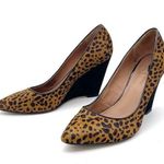 Ava & Aiden Leopard Print Calf Hair Pointed Toe Wedge Heels Black & Tan Size 9.5 Photo 0