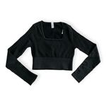 Aerie Offline by Womens Black Seamless Cable Square Neck T-Shirt Photo 2