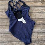 Cupshe  swimsuit Blue knit pattern lined One Piece Swimwear NEW strappy back Photo 3