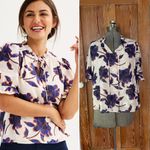 Draper James RSVP Tie Neck Floral Jacquard Woven Top Women’s Size Large Photo 2