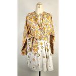 OttodAme Floral Print Shirt Dress Yellow Purple‎ Long Sleeve Button Down S Photo 8