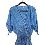 Poupette St Barth Romper Smocked Dolman Sleeve Tasseled Geometric Print‎ Blue XS Photo 2