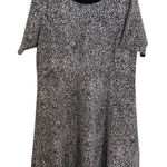 Lands' End Women's Black/White Print Short Sleeve Casual Knit Stretch Dress 1X Photo 0