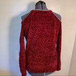 Zenobia Cold Shoulder Chenille Sweater Burgundy Photo 7