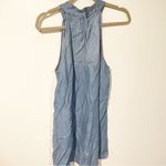Cloth & Stone Size Large Tencel Sleeveless High Neck Blue Denim Mini Swing Dress Photo 4