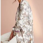 Anthropologie  Floreat Brushed Fleece Robe Women’s Size XS/S Cream Paisley Floral Photo 3