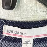Love Culture  Large Navy Blue V-Neck Tabbed Sleeves Drawstring Waistband Shirt Photo 6