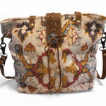Myra Bag Tapestry Tote Crossbody Convertible Boho Southwest Carpet Shoulder Bag Brown Photo 0