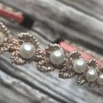 Unbranded Faux Pearl & Lace Embroidered Headband Pink, White, Gold One Size Love Pink Photo 1