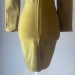 Women's Sage Green Knit Bodycon Dress Size L Long Sleeve V Photo 7