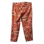 J. Crew Pants Women's City Fit Stretch Boho Orange White Paisley Cropped Size 10 Photo 1