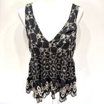 American Eagle  Outfitters AEO Black Beige Eyelet Babydoll Tank Top Y2K Vibe Boho Photo 3