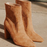 Lulus ⚜️ 3/$25 ⚜️ NWOT  Phoenix Brown Suede Pointed-Toe Ankle Booties, size 8. Photo 0