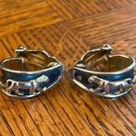 Vintage Silver and charcoal Panther Hoop clip Earrings Photo 0
