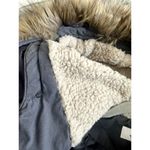 Sebby  Womens Size Large Faux-Fur Trim Hooded Jacket Sherpa Lined Gray Coat Photo 7