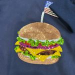Queen of Sparkles Navy American Burger Fourth of July Sweatshirt XXL NWOT Blue Photo 5