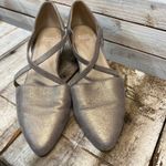 Eileen Fisher  Poet Crisscross Pump Metallic Silver Block Heel Shoes Size 9 Photo 1