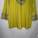 John Mark Boho Forest‎ Fairy Preppy Embroidered Three Quarter Sleeve Blouse Photo 2