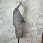 Black Halo  Satin Top Halter Mini‎ Bodycon Dress Taupe Mauve Size 2 Photo 4
