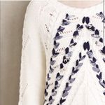 Anthropologie  Knitted & Knotted Ivory Knit Ribbon Laced Up Sweater Photo 1