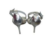 Betsey Johnson  Broadway Silver Strappy Heels Size 8.5 Rhinestone Metallic Prom Photo 6