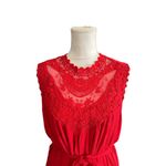 Torrid Skater Dress Size 2X Red High Neck Lace Mesh Sleeveless With Tie Waist Photo 5