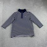 LRL Ralph Lauren Striped Quarter Zip Women 1X Pullover Sweatshirt 3/4 Sleeve Blue Photo 1