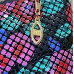 Vintage Unbranded Multi Color Floral Beaded Crossbody Bag and Change Purse Black Photo 12