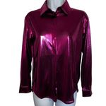 Anthropologie  Bright‎ Pink Metallic Shine Long Sleeve Blouse EUC $98 Size XS Photo 1