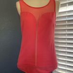 Ambiance apparel sheer bodysuit Button Clasp Down size large Coral sleeveless Photo 1