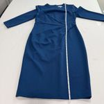 Calvin Klein Teal Ruched Pleated Front Stretch Crepe Sheath Dress Size 6 Photo 8