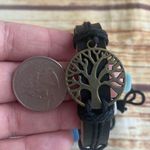 Unisex Genuine Leather Black Bracelet decorated with Tree of Life Photo 4