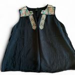 Forever 21  Black Native Embroidered Pattern Wide Strap Tank Top Size Small Photo 0