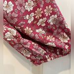 Pink Rose Floral Smocked Off Shoulder Long Sleeve Blouse Pink White Size Medium Photo 1