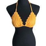 Aerie Waffle Scalloped String Triangle Bikini Top Medium Women’s Orange NWT Photo 0