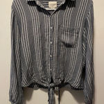 American Eagle Women’s  Outfitters Navy Striped Tie Front Shirt Photo 0
