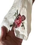 Mishca White Floral Long Sleeve Linen Opened Front Tie Knot Blouse Women Size L Photo 3